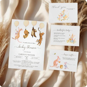 Cartão De Informações Floresta Woodland Kangaroo Chá de fraldas Fralda R