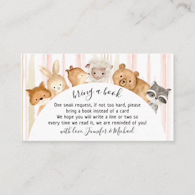 Cartão De Informações Florestas Familiares De Aquarela Animais Trazem Li (Frente)