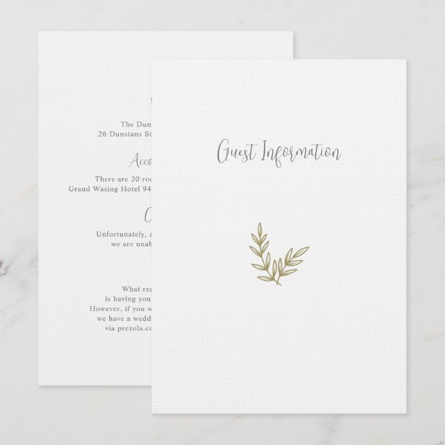 Cartão De Informações Folha Botânica de Bambu Boho Suave Elegante Verde  (Frente/Verso)