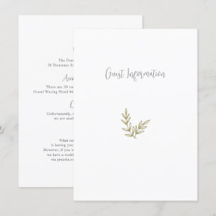 Cartão De Informações Folha Botânica de Bambu Boho Suave Elegante Verde 