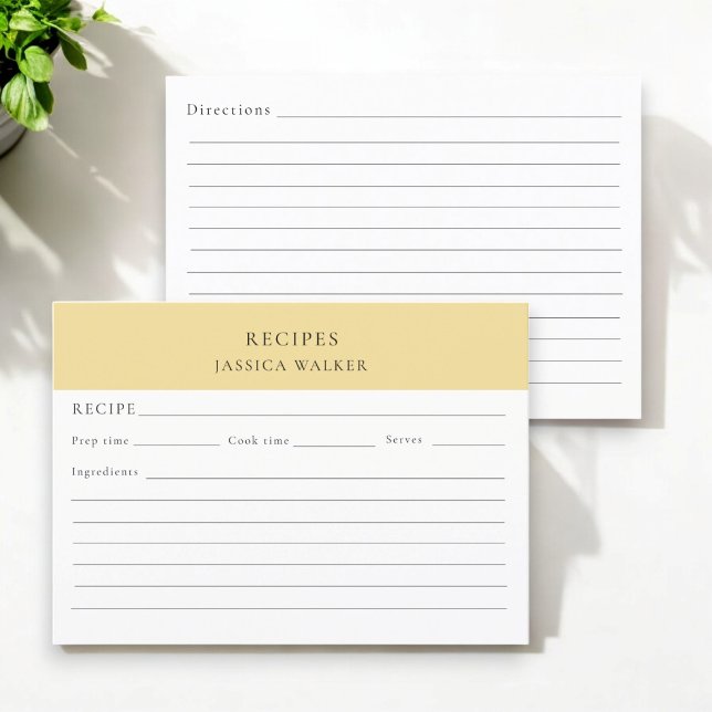 Cartão De Informações Folha de receitas moderna Simples elegante (modern bridal shower recipe card )