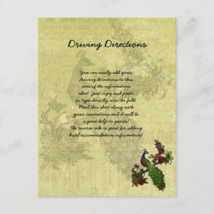 Cartão De Informações Folha Informativa de Peacock Vintage