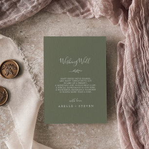 Cartão De Informações Folha mínima Casamento Verde Escuro Desejando Be