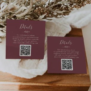 Cartão De Informações Folha Mínima   Código QR de Detalhes do Casamento 