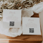 Cartão De Informações Folha mínima | Detalhes de Casamento do Código QR<br><div class="desc">Este cartão de cerimônia de detalhes do código QR cor-de-rosa-pincel de folha é perfeito para um casamento elegante. A design apresenta uma simples silhueta verde em rosa claro e pincelado com estilo clássico minimalista.</div>