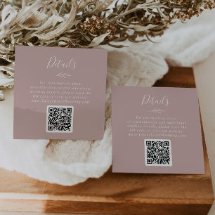 Cartão De Informações Folha Mínima Detalhes do Casamento Código QR Ros