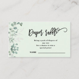 Cartão De Informações Folhagem de Eucalipto | Sorteio de Fraldas | Chá d