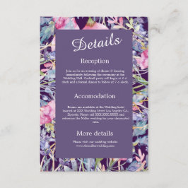 Cartão De Informações Folhagem de lavanda de flor silvestre