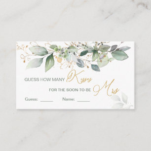 Cartão De Informações Folhagem verde adivinha quantos beijos