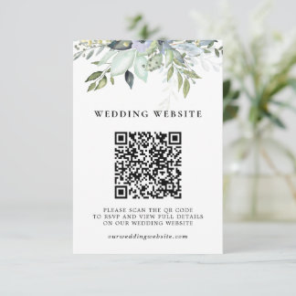 Cartão De Informações Folhagem Verde Código QR RSVP e Detalhes do Casame