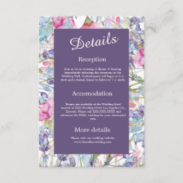 Cartão De Informações folhagem violeta de flor silvestre