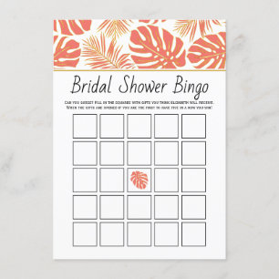 Cartão De Informações Folhas de coral tropical caça ao bingo do chá de p