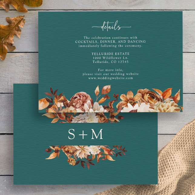 Cartão De Informações Folhas de Outono (Simple Fall Leaves Enclosure Card Monogrammed by Painted Paperie
)