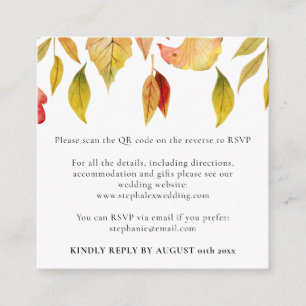 Cartão De Informações Folhas de Outono Casamento Código QR RSVP Quadrado