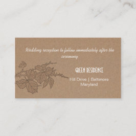 Cartão De Informações Folhas de Outono em Papel Kraft Rústico para Casam