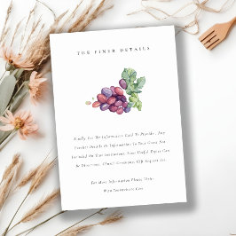 Cartão De Informações Folhas de Uva em Aquarela Elegante para Casamento
