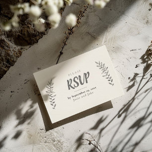 Cartão De Informações Folhas desenhadas por lápis RSVP