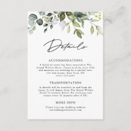 Cartão De Informações Folhas Elegantes de Eucalipto Casamento Moderno Sc
