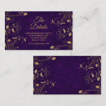 Folhas Florais Douradas Roxas Detalhe de Casamento