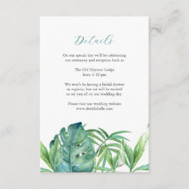 Cartão De Informações Folhas Tropicais De Palma De Proteção De Casamento