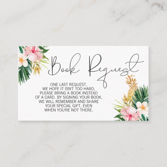 Cartão De Informações Folheto de pedido de abacaxi floral tropical (Frente)