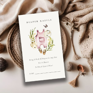 Cartão De Informações Foliage Girl Closed Fralda Raffle Chá de fraldas