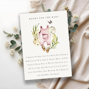 Cartão De Informações Foliage Girl Clothes Books Para Chá de fraldas