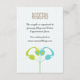 Cartão De Informações Fones de ouvido Retro Música Cardíaca Casamento Ve