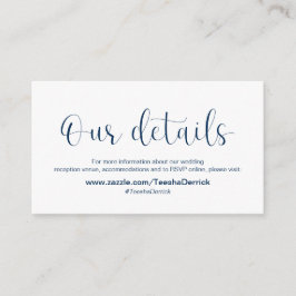 Cartão De Informações Fonte azul Marinho mínima, Detalhes do casamento