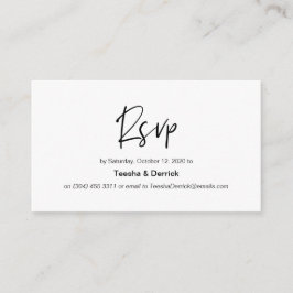 Cartão De Informações Fonte de elegância casual preta moderna, RSVP de C