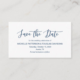 Cartão De Informações Fonte do minimalismo do Marinho moderno Casamento 