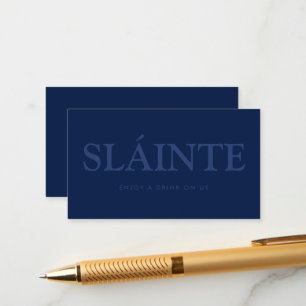 Cartão De Informações Fonte em negrito "Sláinte" Bilhete de bebidas grát