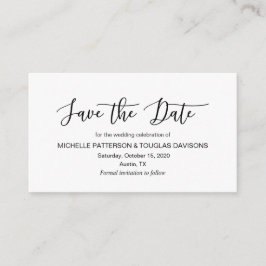 Cartão De Informações Fonte moderna do minimalismo negro Casamento Salve