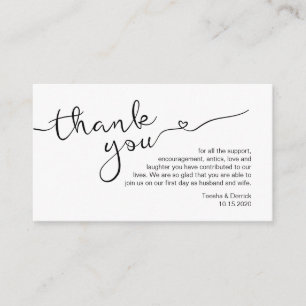 Cartão De Informações Fonte rústica negra moderna, Casamento Obrigado