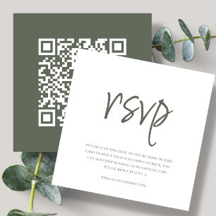 Cartão De Informações Forest Green   Código QR   VP de Casamento