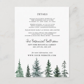 Cartão De Informações Forest Wintre Watercolor Wedding