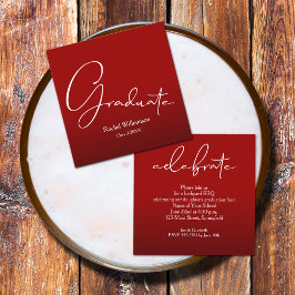 Cartão De Informações Formando Script Cardinal Red Party