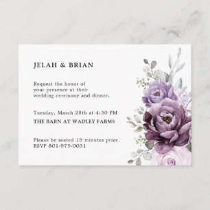 Cartão De Informações Formas de Casamento Floral Moody Blooms Roxo Dusty