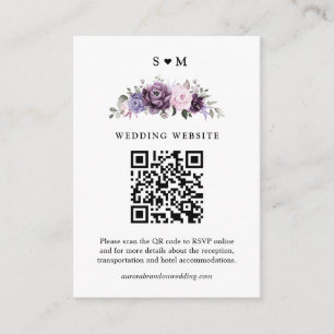 Cartão De Informações Formas de Casamento Floral Moody Blooms Roxo Dusty