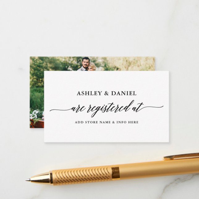 Cartão De Informações Foto de caligrafia Elegante Moderna do Registro de (Frente/Verso In Situ)