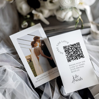 Cartão De Informações Foto de casamento moderno compartilhando o código 