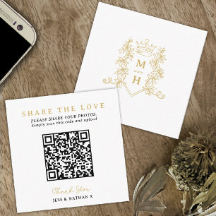 Cartão De Informações Foto de casamento QR compartilhou amor monograma d