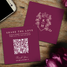 Cartão De Informações Foto de casamento QR compartilhou amor monograma v