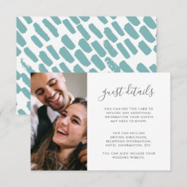 Cartão De Informações Foto de Detalhes do Convidado Azul de Casamento de