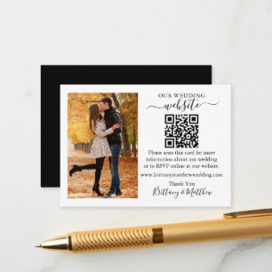 Cartão De Informações Foto de preto QR minimalista do site de casamento