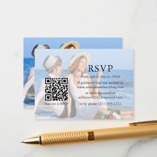 Cartão De Informações Foto de Sobreposição de RSVP de Casamento Minimali
