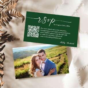 Cartão De Informações Foto do Código QR do Site RSVP de Casamento Branco