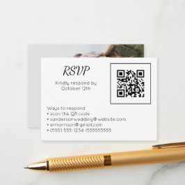 Cartão De Informações Foto do Código QR Online RSVP de Casamento