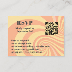 Cartão De Informações Foto do Código QR Online RSVP de Casamento Retroat