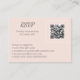 Cartão De Informações Foto do Código QR Online RSVP Pink Blush do Casame